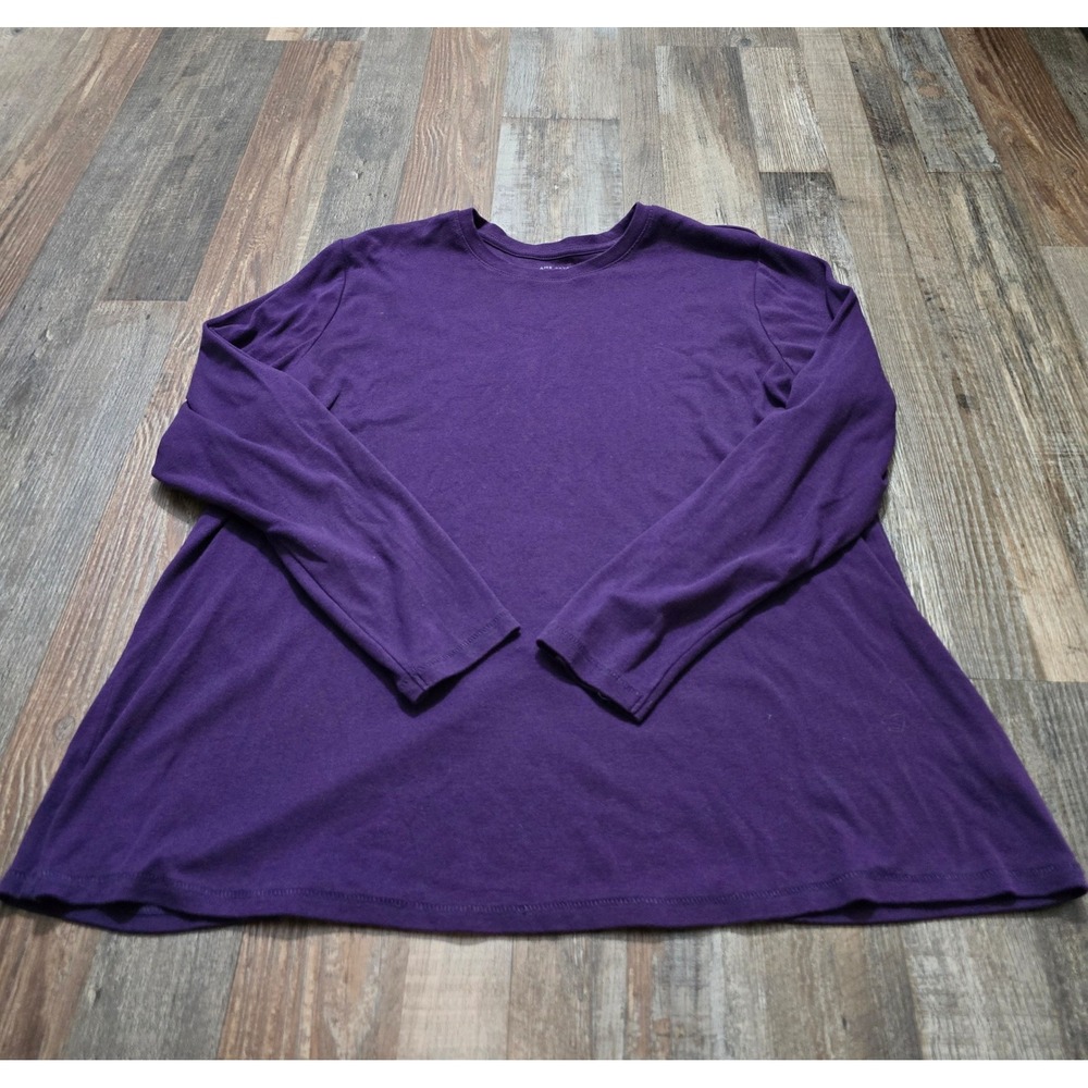 Lane Bryant Long Sleeve Tee Women 18/20 Purple Basic Stretch Cotton Blend Top